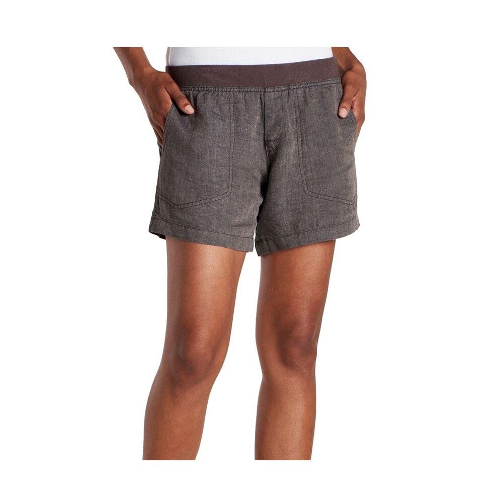 Toad & Co 100% Linen Lina Pull On Elastic Waist Shorts XL Falcon Brown Outdoor